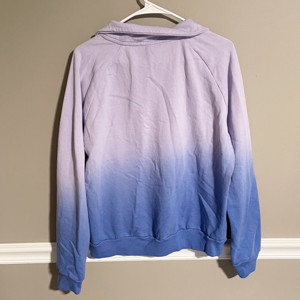 Victoria’s Secret Pink Ombré Purple Blue 1/4 Zip Sweatshirt.  Women’s Large. - Picture 4 of 7